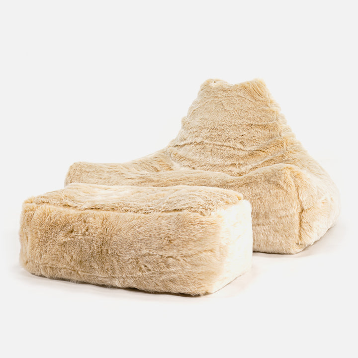 Pouf Poltrona Relax Sacco - Finta Pelliccia Bianco 02