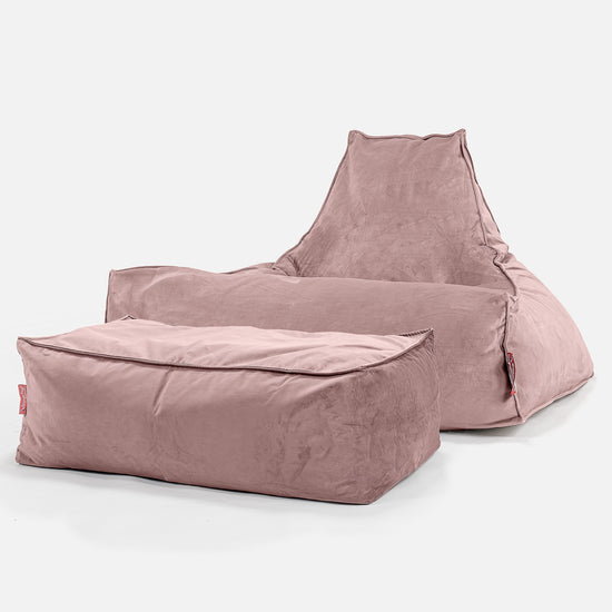 Pouf Poltrona Relax Sacco - Velluto Rosa 02