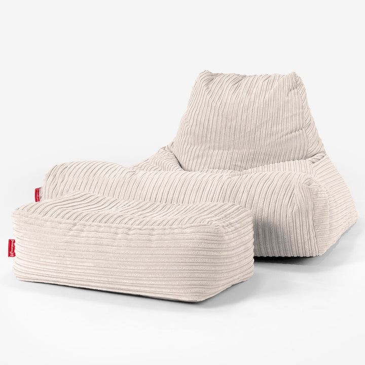 Pouf Poltrona Relax XXL, Sacco - Velluto a Coste Avorio 02