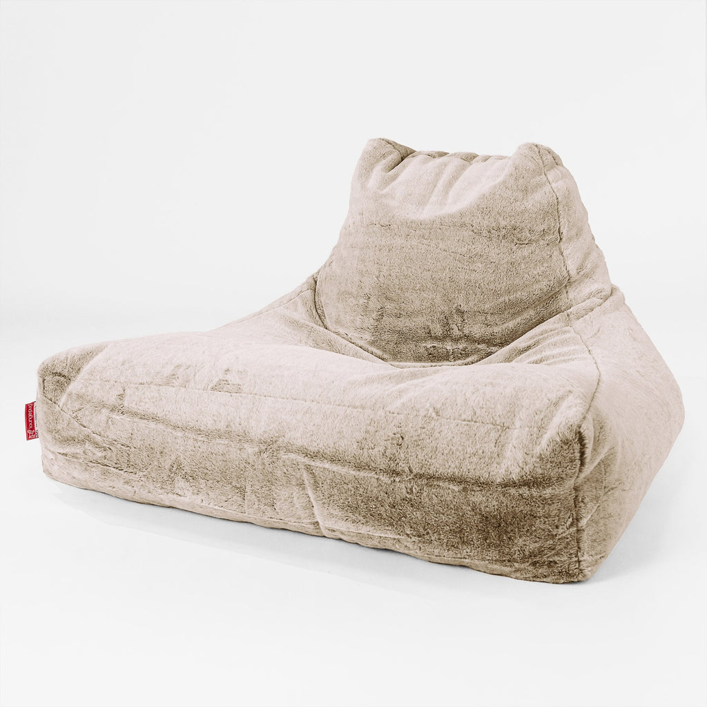 Pouf Poltrona Relax XXL, Sacco - Eco-pelliccia di Coniglio Marrone dorato 01