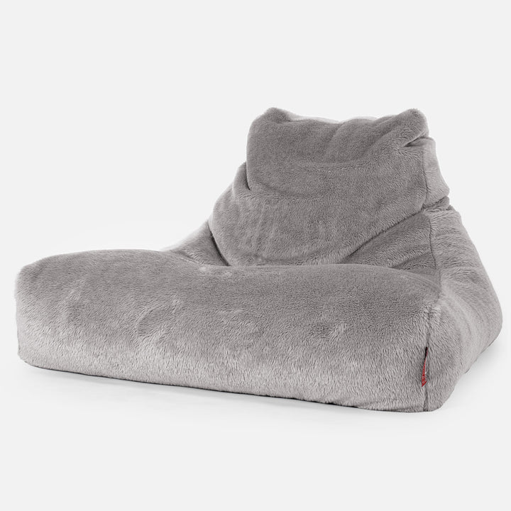 Pouf Poltrona Relax XXL, Sacco - Eco-pelliccia Orsacchiotto Grigio Medio 01