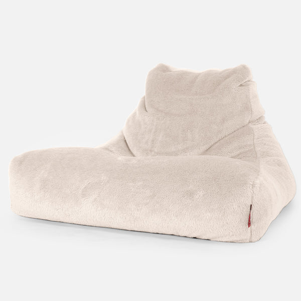 Pouf Poltrona Relax XXL, Sacco - Eco-pelliccia Orsacchiotto Panna 01