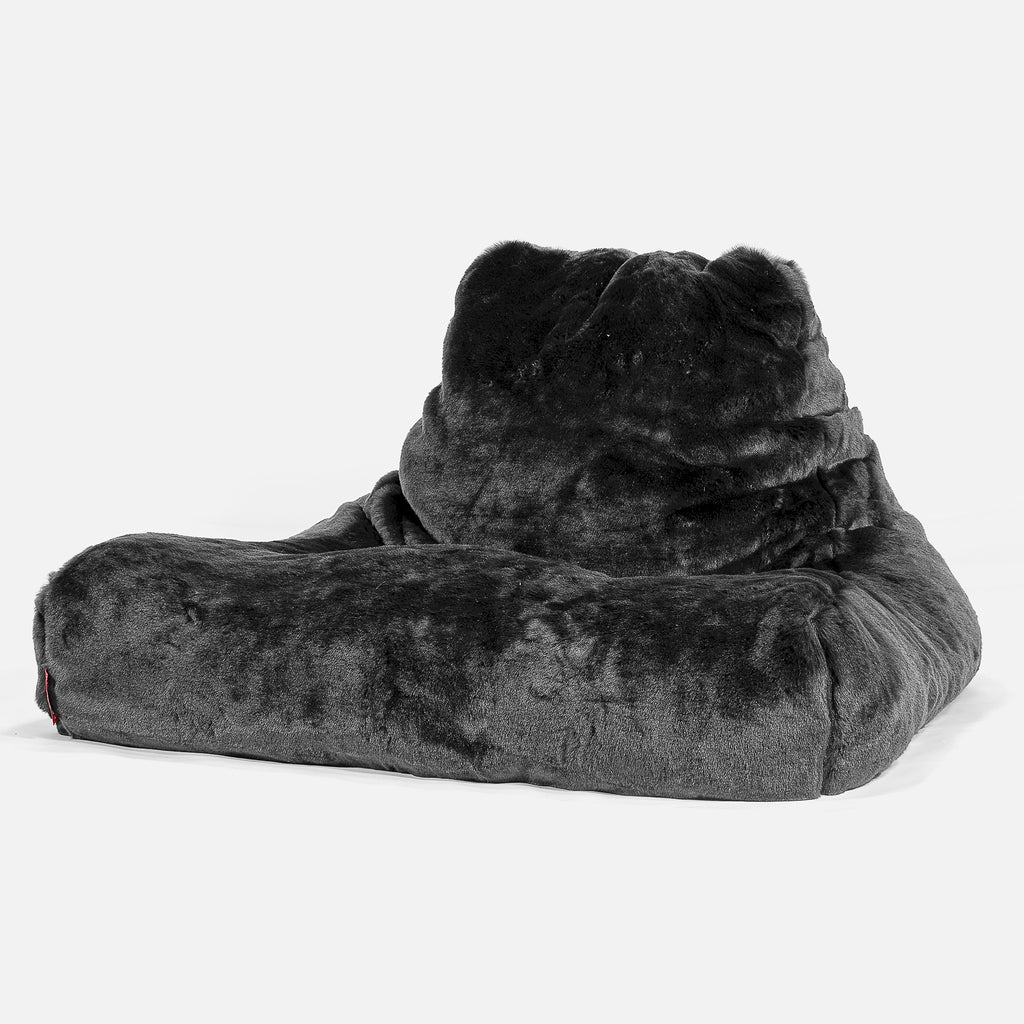 Pouf Poltrona Relax XXL, Sacco - Finta Pelliccia Nero 01
