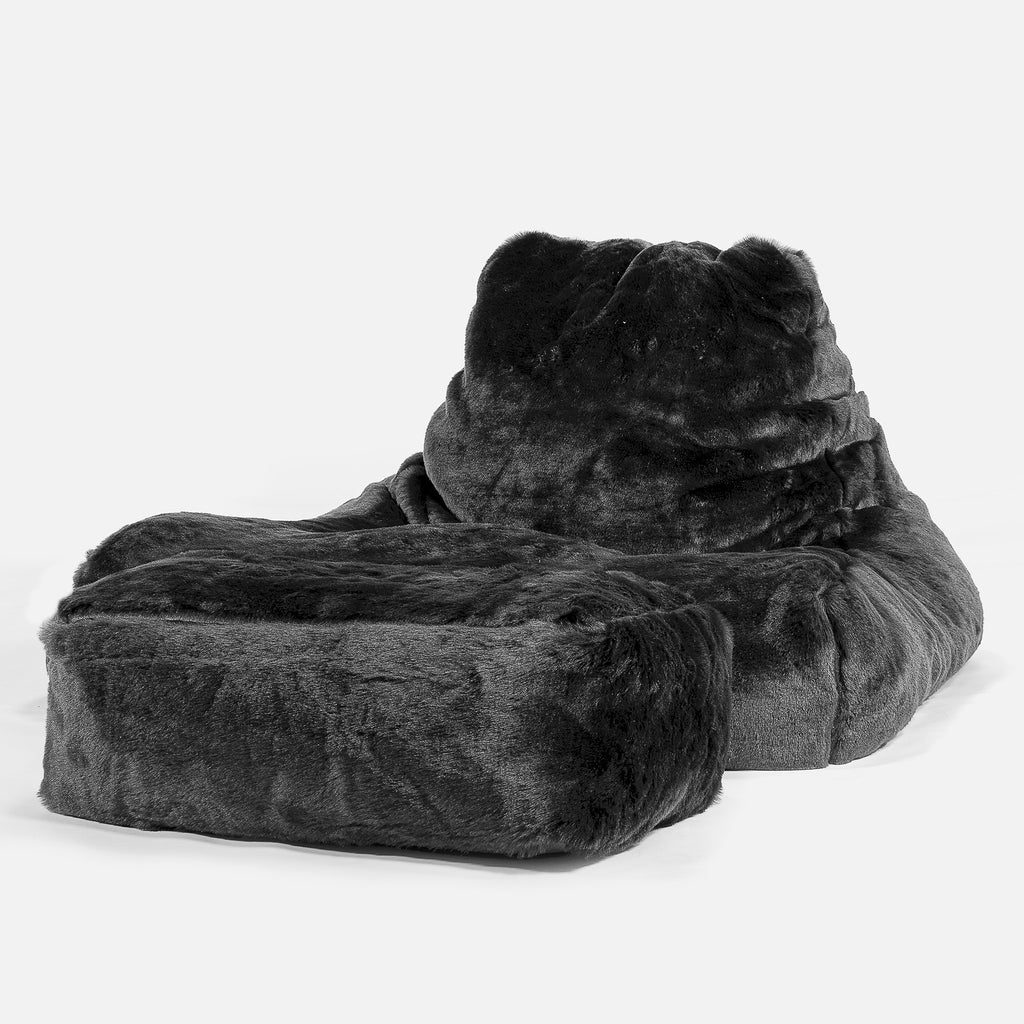 Pouf Poltrona Relax XXL, Sacco - Finta Pelliccia Nero 02