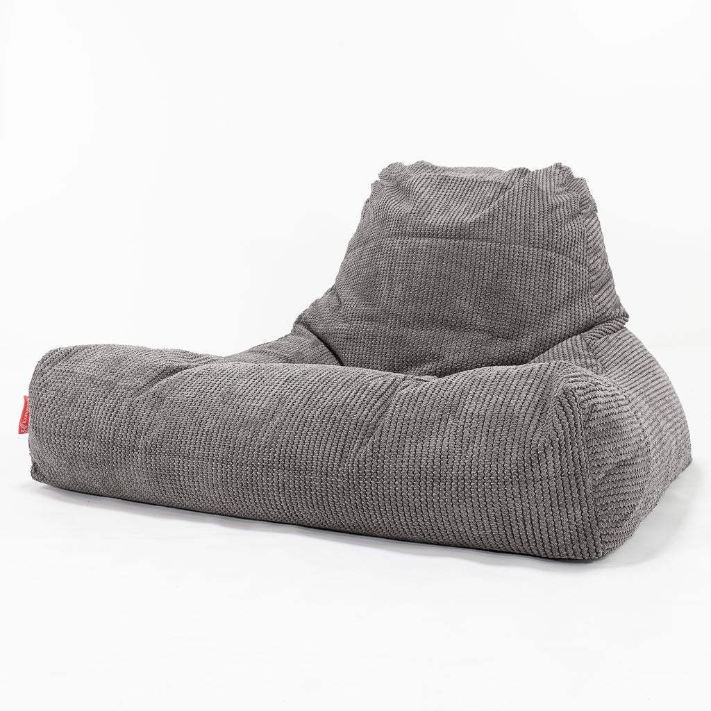 Pouf Poltrona Relax XXL, Sacco - Pompon Carbone Grigio 01