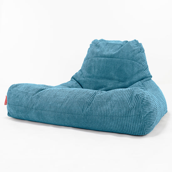 Pouf Poltrona Relax XXL, Sacco - Pompon Egeo Blu 01