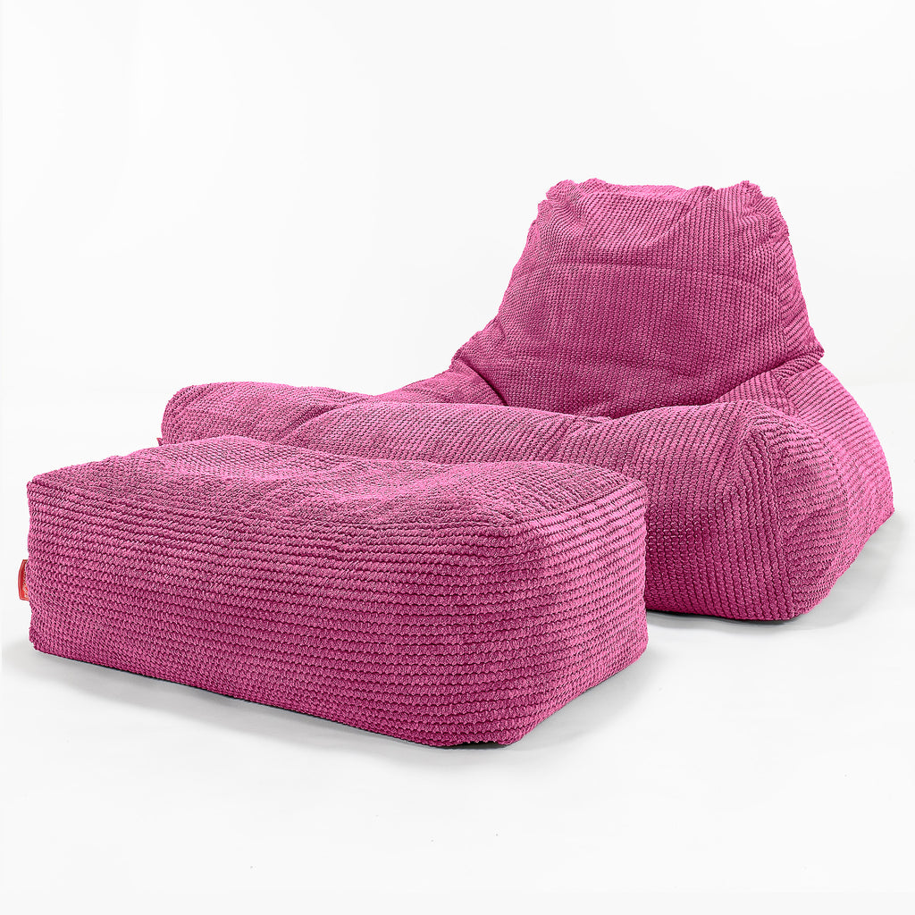 Pouf Poltrona Relax XXL, Sacco - Pompon Rosa 02