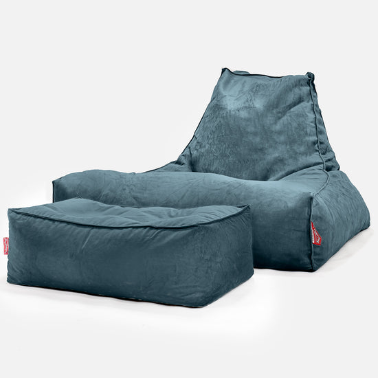 Pouf Poltrona Relax XXL, Sacco - Velluto Alzavola 02