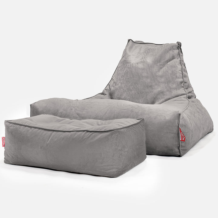 Pouf Poltrona Relax XXL, Sacco - Velluto Argento 02