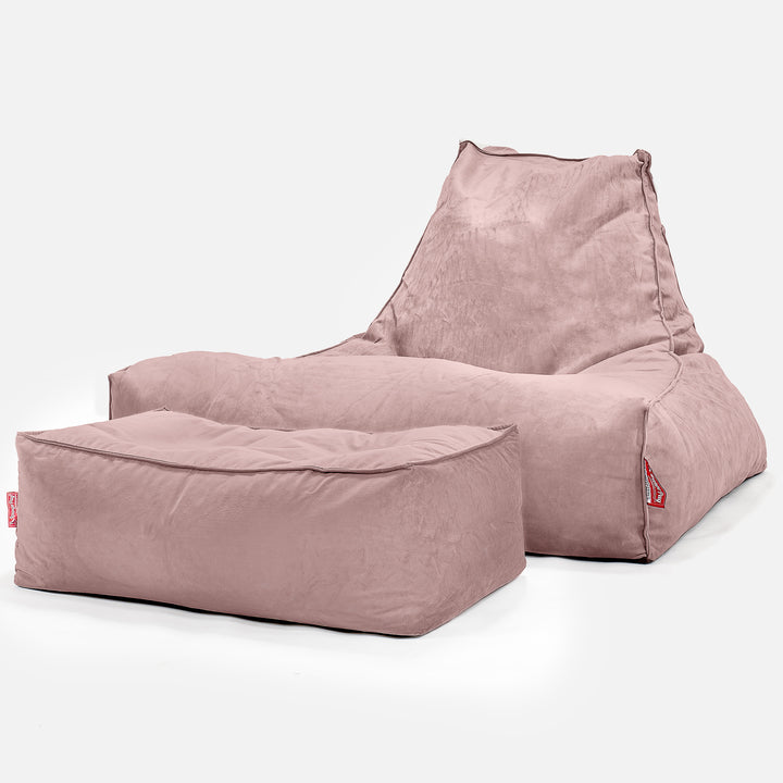 Pouf Poltrona Relax XXL, Sacco - Velluto Rosa 02