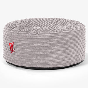 Pouf Rotondo - Velluto a Coste Grigio Argento