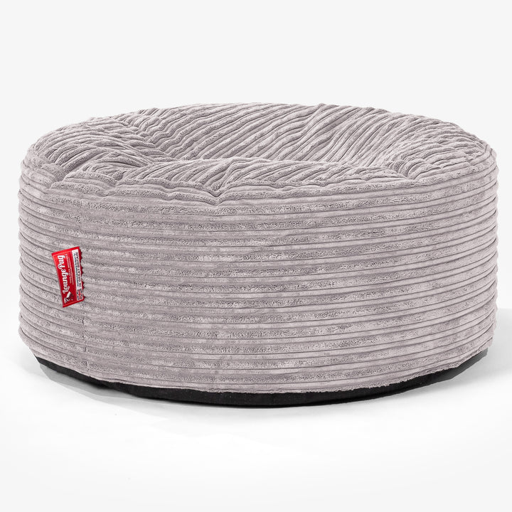 Pouf Rotondo - Velluto a Coste Alluminio Argento 01