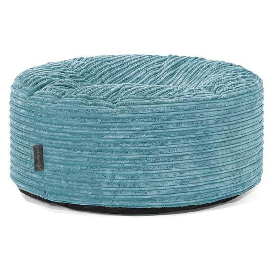 Pouf Rotondo - Velluto a Coste Egeo Blu 01