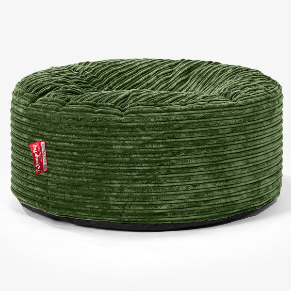 Pouf Rotondo - Velluto a Coste Verde Foresta 01