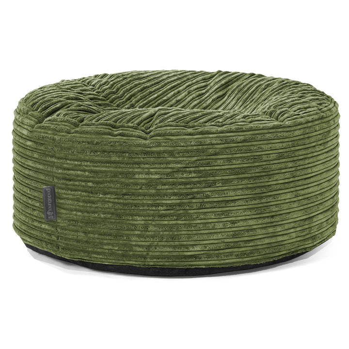 Pouf Rotondo In Velluto A Coste Lounge Pug, 65 Cm, Poggiapiedi Rosa Cipria, Seduta Aggiuntiva, Con Riempimento Di Polistirolo