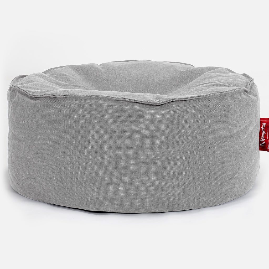 Pouf Rotondo - Denim Effetto Consumato Grigio 01
