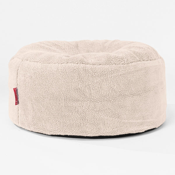 Pouf Rotondo - Eco-pelliccia Orsacchiotto Panna 01