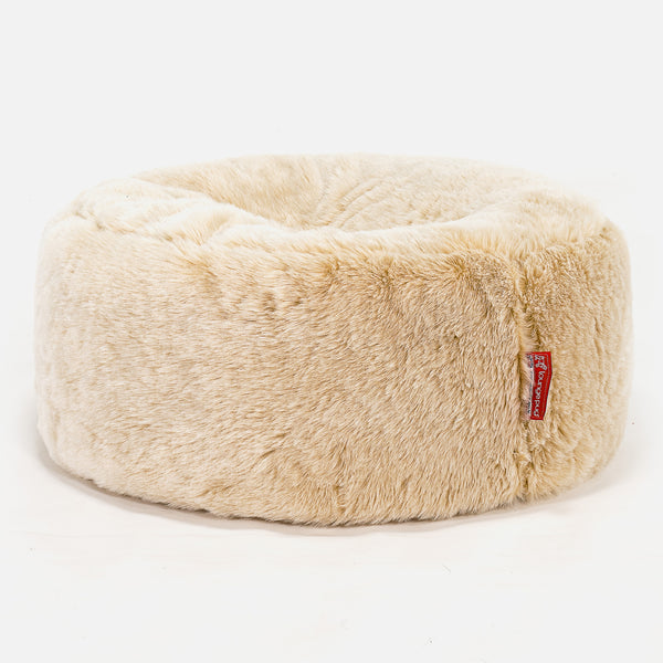 Pouf Rotondo - Finta Pelliccia Bianco 01