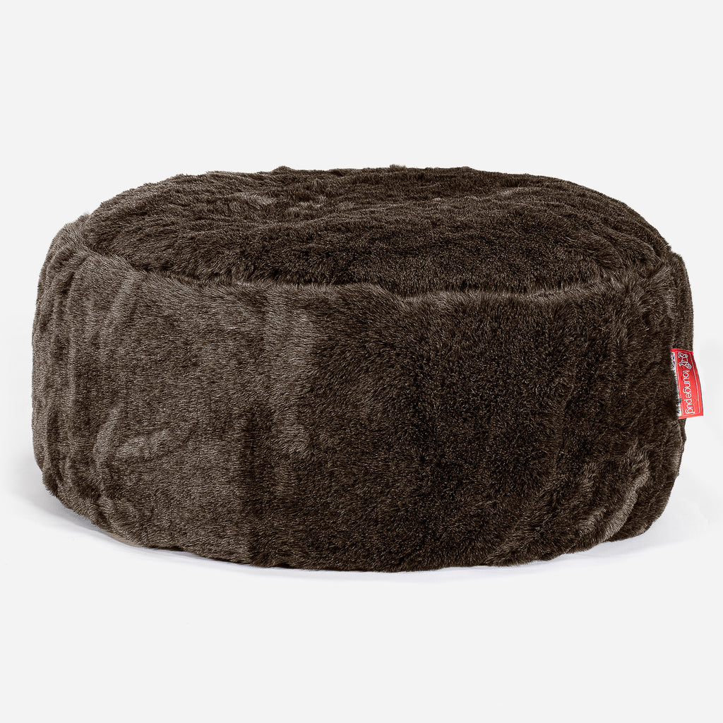 Pouf Rotondo - Finta Pelliccia Marrone 01