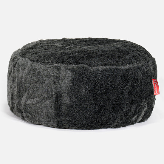 Pouf Rotondo - Finta Pelliccia Nero 01