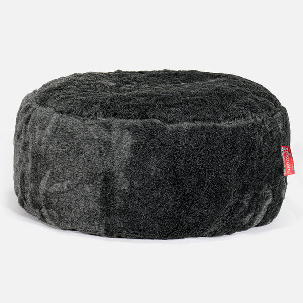 Pouf Rotondo - Finta Pelliccia Nero 01