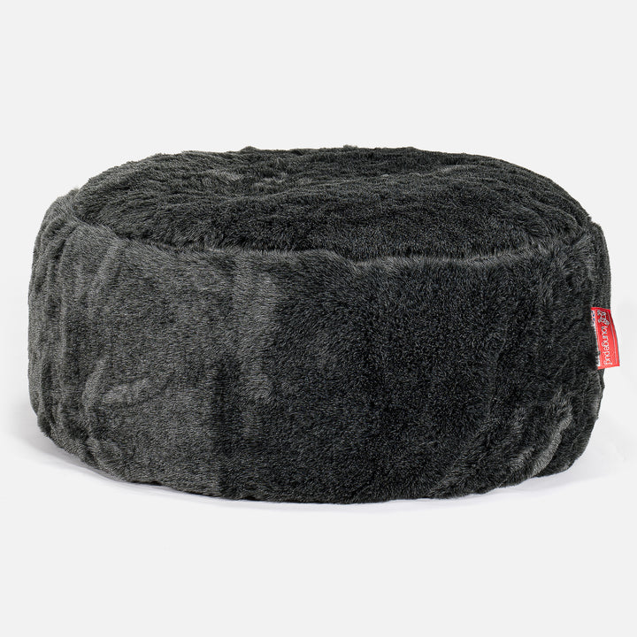 Pouf Rotondo - Finta Pelliccia Nero 01
