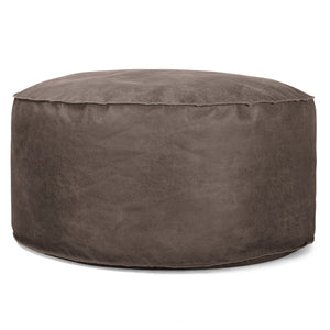 Pouf Rotondo - Pelle Effetto Vintage Ardesia Naturale