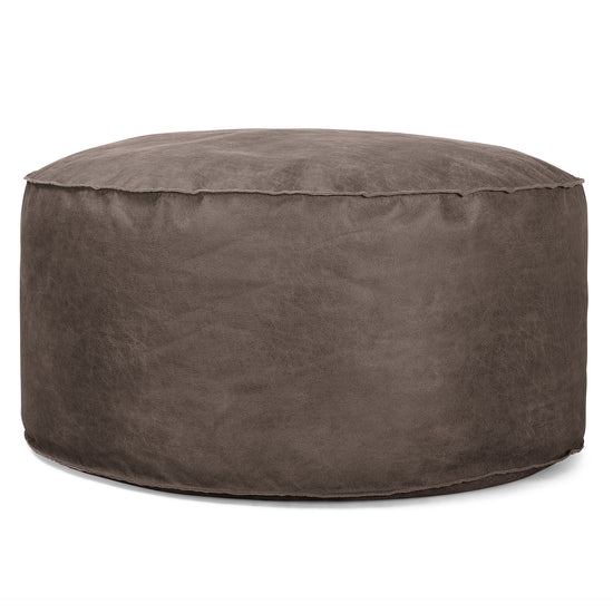 Pouf Rotondo - Pelle Effetto Vintage Ardesia Naturale 01