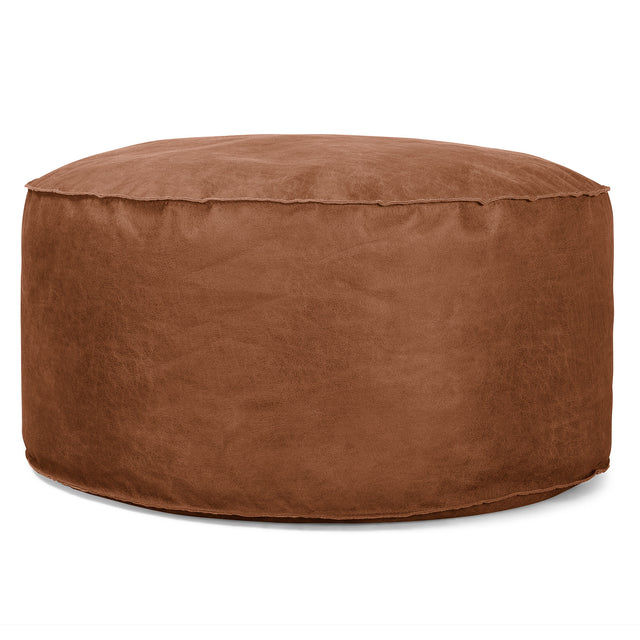 Pouf Rotondo - Pelle Effetto Vintage Tenné 01