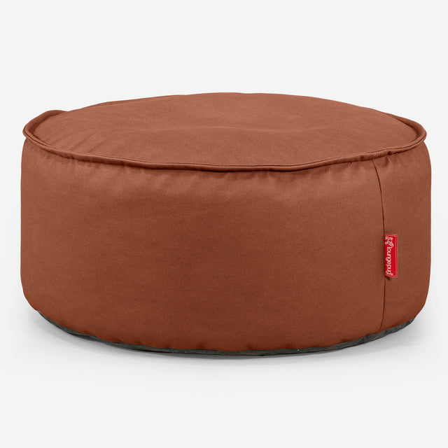 Pouf Rotondo - Pelle Vegana Castagno 01