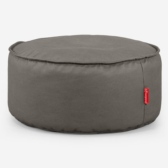 Pouf Rotondo - Pelle Vegana Grigio 01