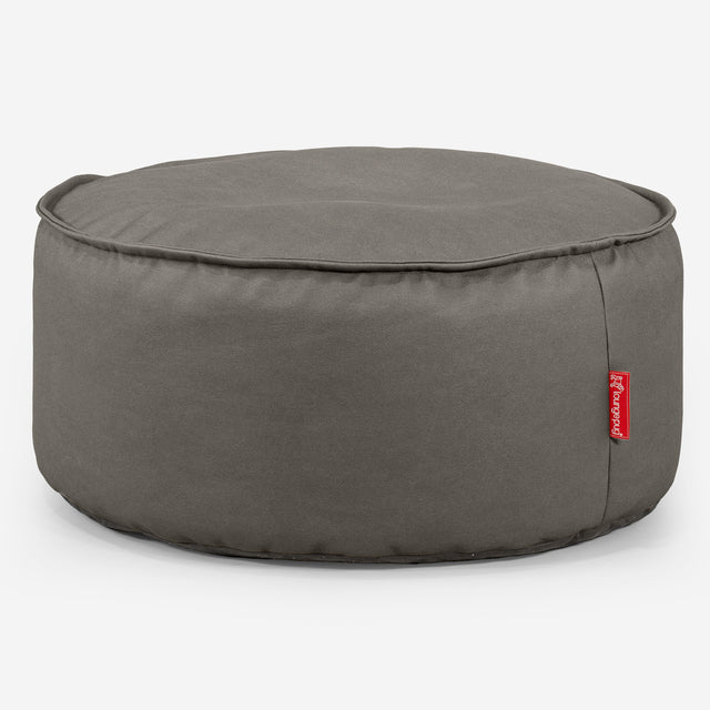 Pouf Rotondo - Pelle Vegana Grigio 01