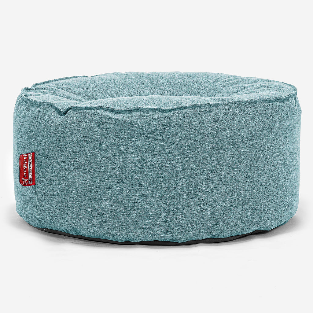 Pouf Rotondo - Tessuto in Lana Interalli Acqua 01