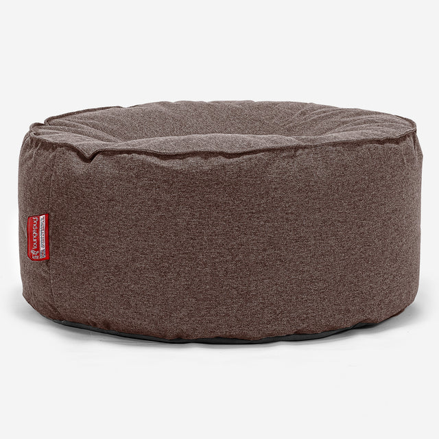 Pouf Rotondo - Tessuto in Lana Interalli Marrone 01