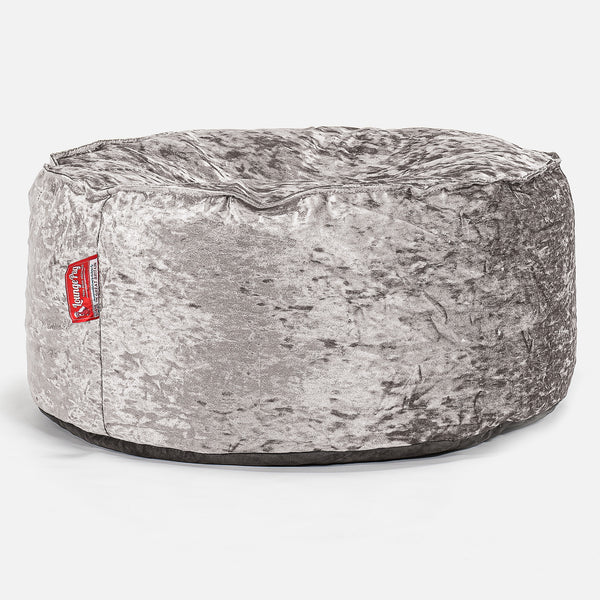 Pouf Rotondo - Velluto Vintage Argento 01