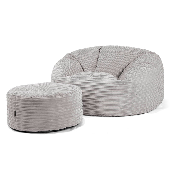 Pouf Sacco Gigante 'Mammut' - Velluto a Coste Alluminio Argento 04