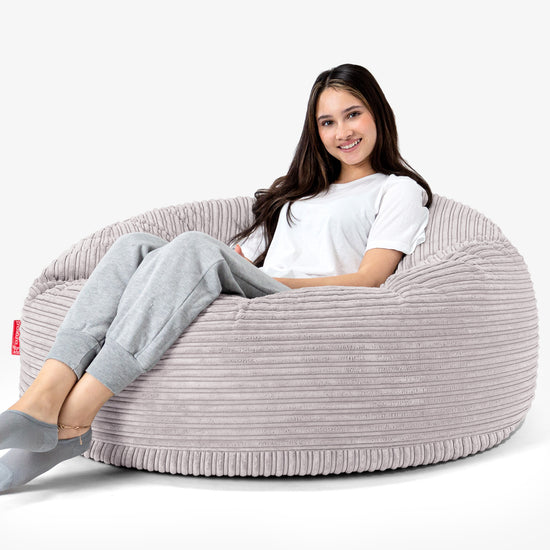 Pouf Sacco Gigante 'Mammut' - Velluto a Coste Alluminio Argento 04
