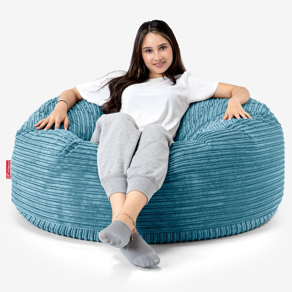 Pouf Sacco Gigante 'Mammut' - Velluto a Coste Egeo Blu 01