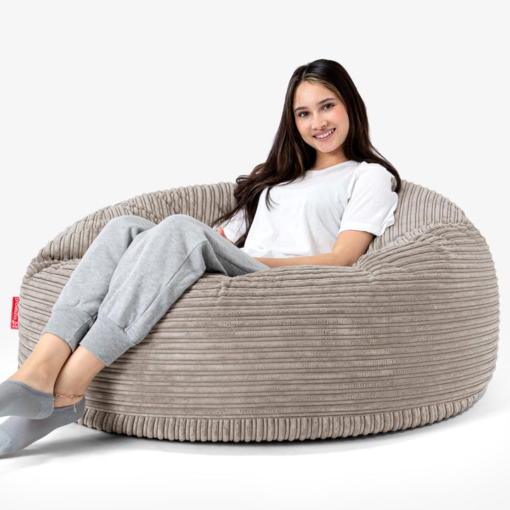 Pouf Sacco Gigante 'Mammut' - Velluto a Coste Grigio Tortora 02