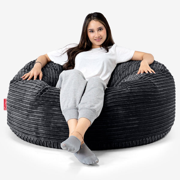 Pouf Sacco Gigante 'Mammut' - Velluto a Coste Nero 01