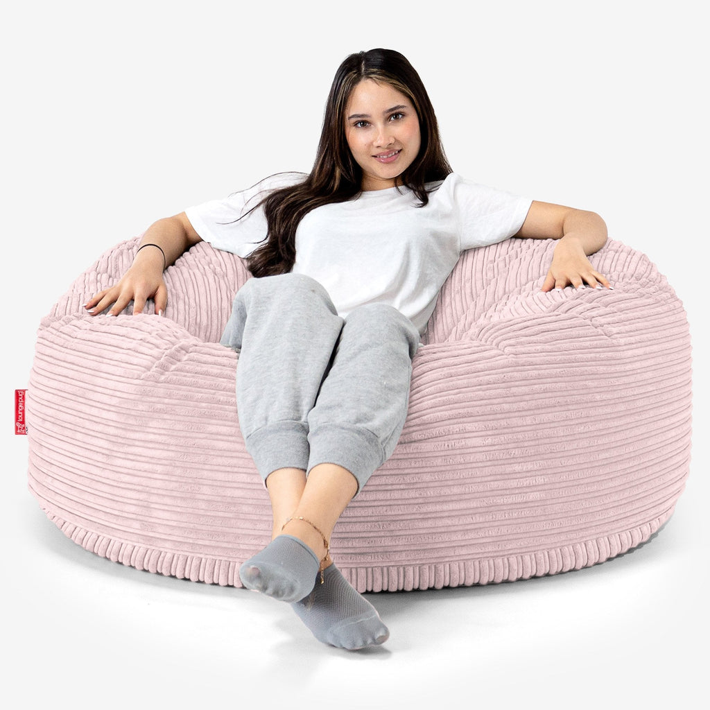 Pouf Sacco Gigante 'Mammut' - Velluto a Coste Rosa Cipria 01