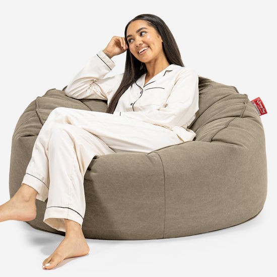 Pouf Sacco Gigante 'Mammut' - Denim Effetto Consumato Terra 01