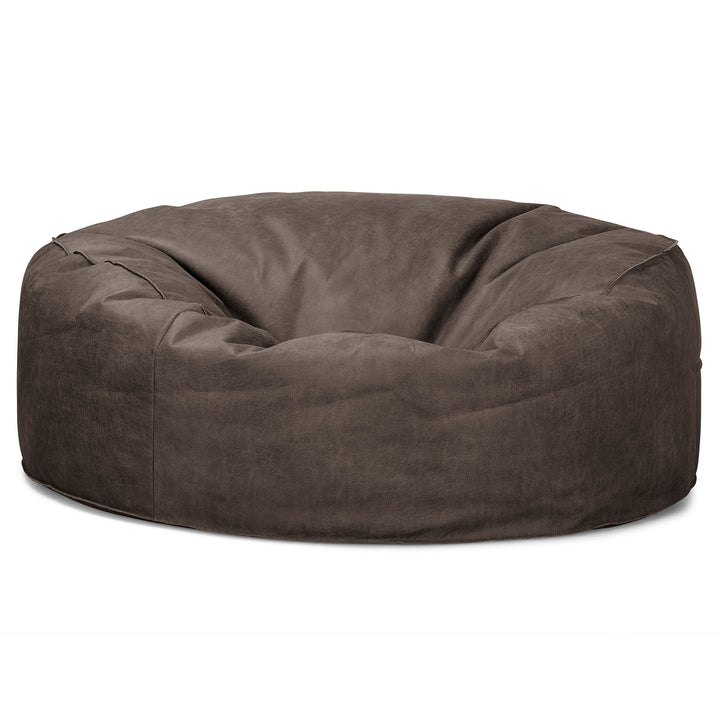 Pouf Sacco Gigante 'Mammut' - Pelle Effetto Vintage Ardesia Naturale 04