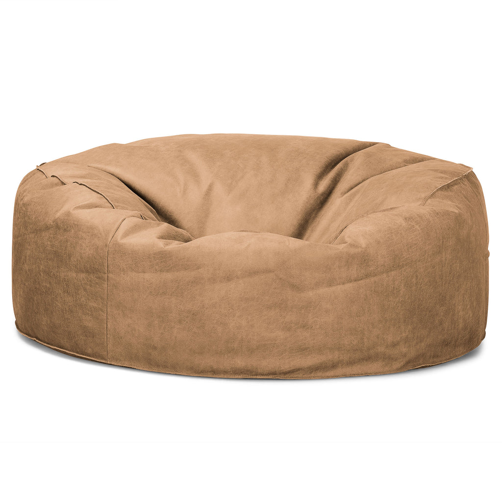 Pouf Sacco Gigante 'Mammut' - Pelle Effetto Vintage Marrone Miele 04
