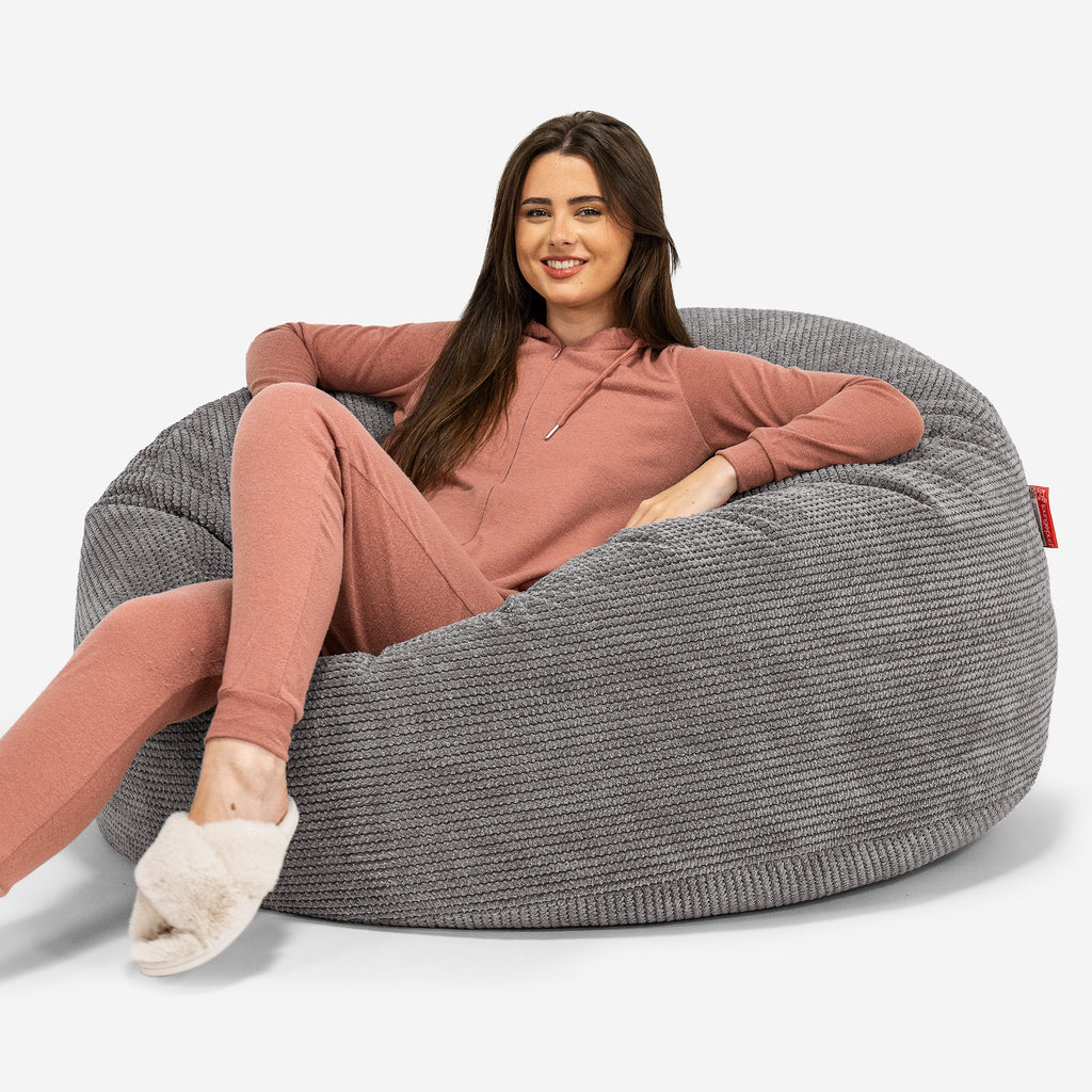 Pouf Sacco Gigante 'Mammut' - Pompon Carbone Grigio 01