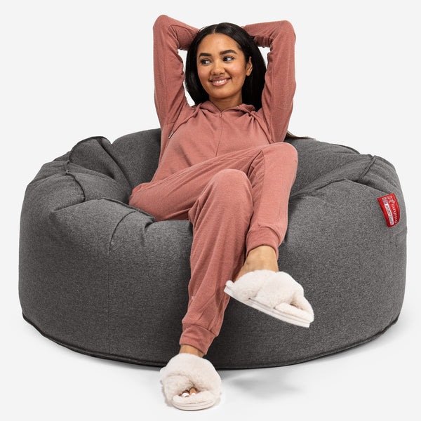 Pouf Sacco Gigante 'Mammut' - Tessuto in Lana Interalli Grigio 01