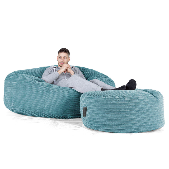 Pouf Sacco Gigante XXXL 'Mega Mammut' - Velluto a Coste Egeo Blu 02