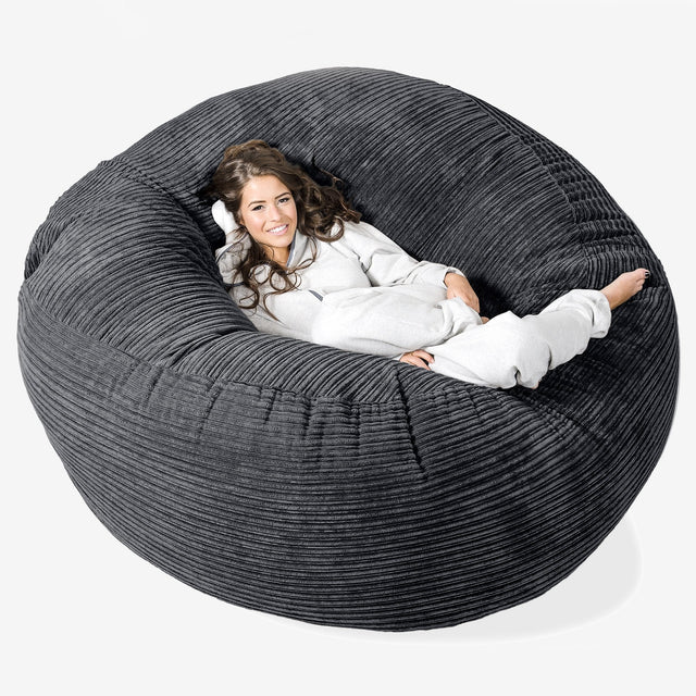 Pouf Sacco Gigante XXXL 'Mega Mammut' - Velluto a Coste Nero 01