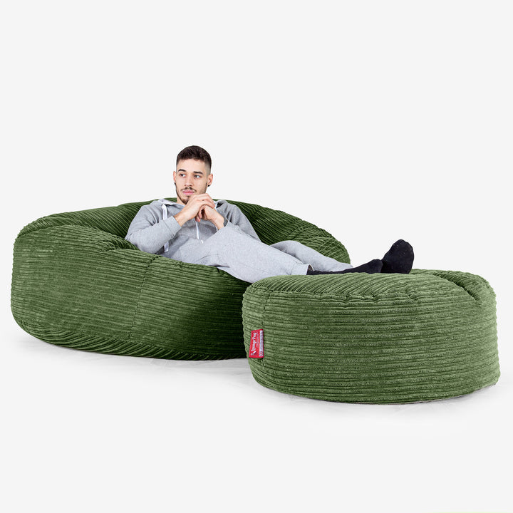 Pouf Sacco Gigante XXXL 'Mega Mammut' - Velluto a Coste Verde Foresta 02
