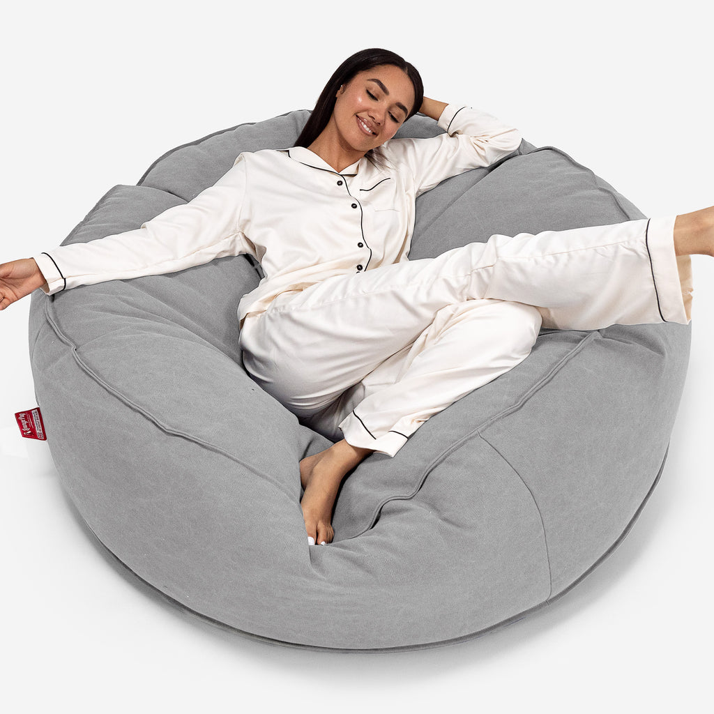 Pouf Sacco Gigante XXXL 'Mega Mammut' - Denim Effetto Consumato Grigio_01